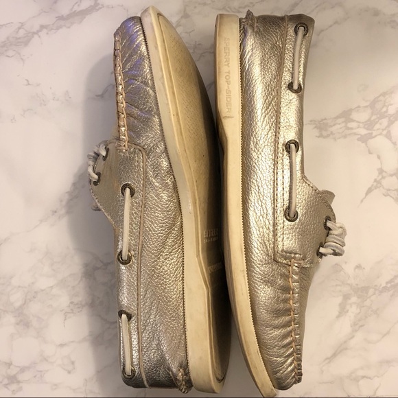 SPERRY TOP-SIDER® J.CREW METALLIC BOAT SHOES SZ 7 - Picture 7 of 8